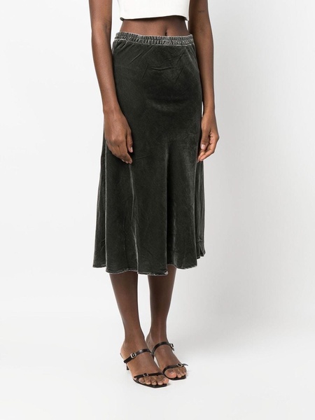 Velvet flared midi skirt