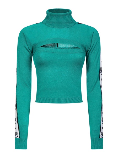 Cut-out turtleneck with logo bands