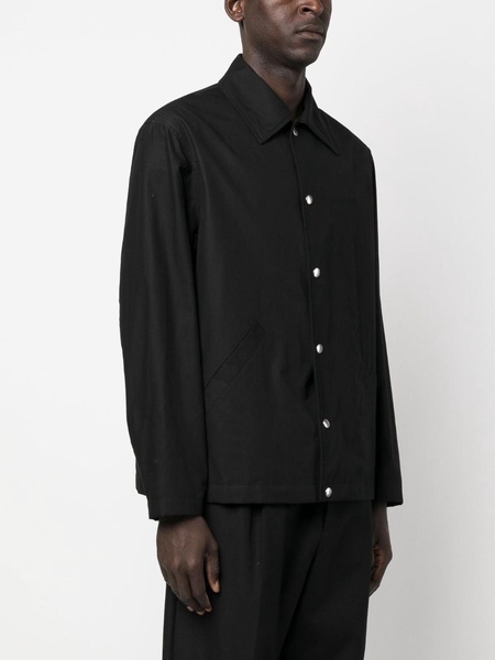 Overshirt With Logo Print Jackets Black