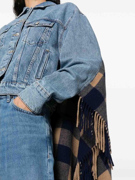 Giacca In Denim Con Pannello A Quadri - Denim / S