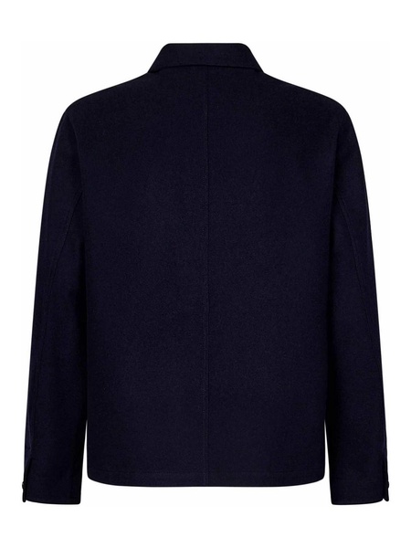 Burnham Workwear-Style Navy Blue Wool Jacket