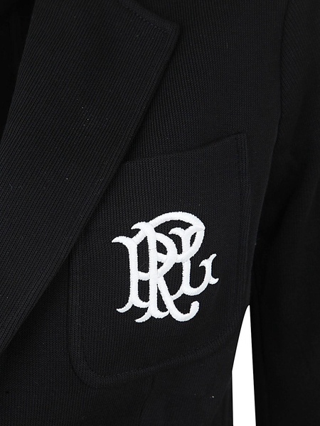 embroidered-logo single-breasted blazer