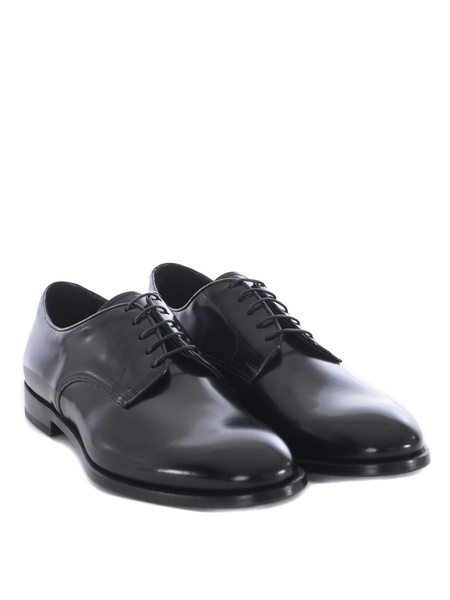 Black brushed leather Derby shoes