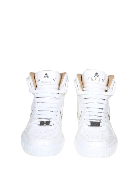 Snaekers Hi Top In Pelle Bianca - Bianco / 44