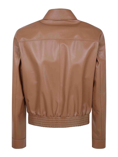 Leather Fitted Bomber Jacket