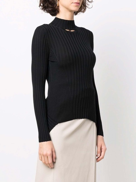 Maglia Dolcevita In Cashmere A Coste - Nero / M