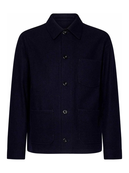 Burnham Workwear-Style Navy Blue Wool Jacket