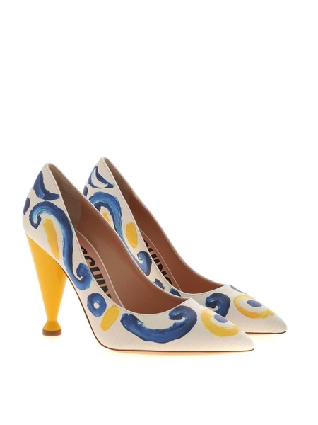 Majolica print pumps in ice color