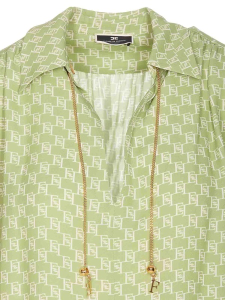 Green shirt with v-neck long sleeves