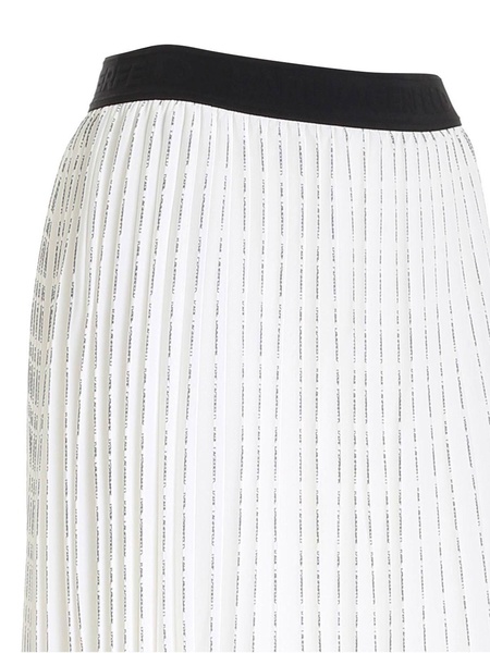 Logo prints pleated skirt in white