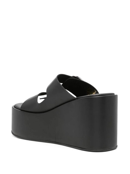 100mm leather wedge sandals