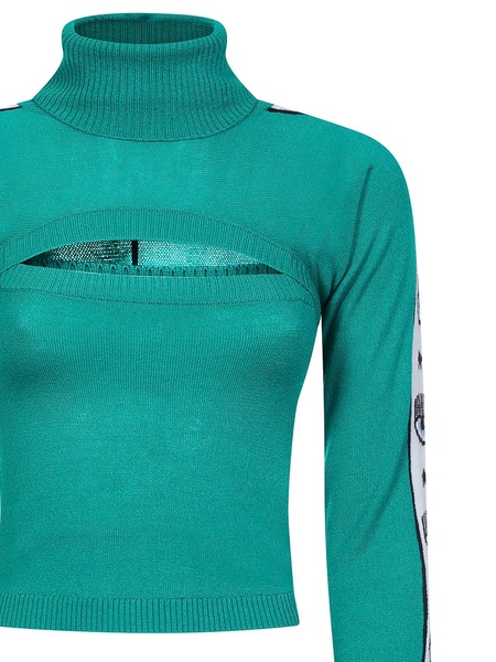 Cut-out turtleneck with logo bands