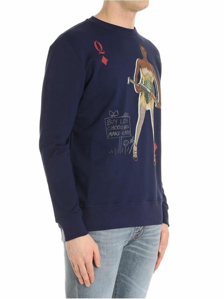 Blue woman print sweatshirt