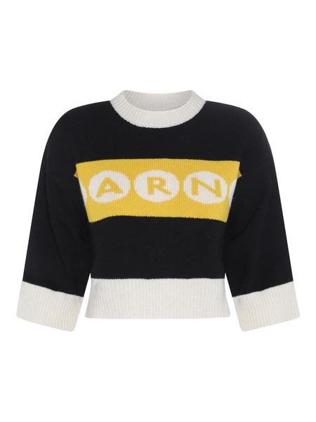 Black Virgin Wool Logo Sweater