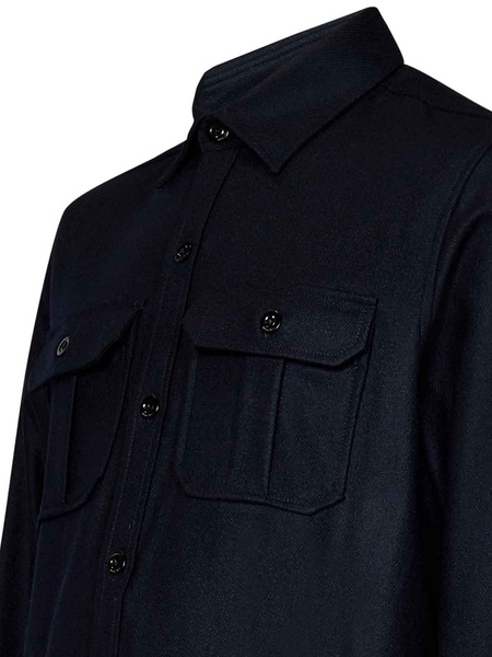 Midnight Blue Wool Blend Overshirt