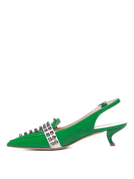 Patent Slingback With Studs And Buckle