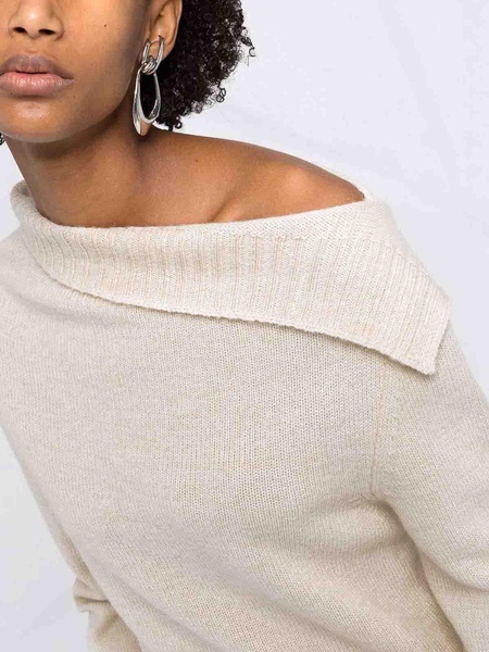 asymmetrical-collar wool jumper