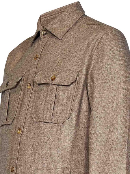 Beige Wool Blend Overshirt