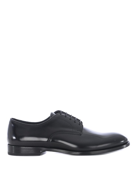 Black brushed leather Derby shoes