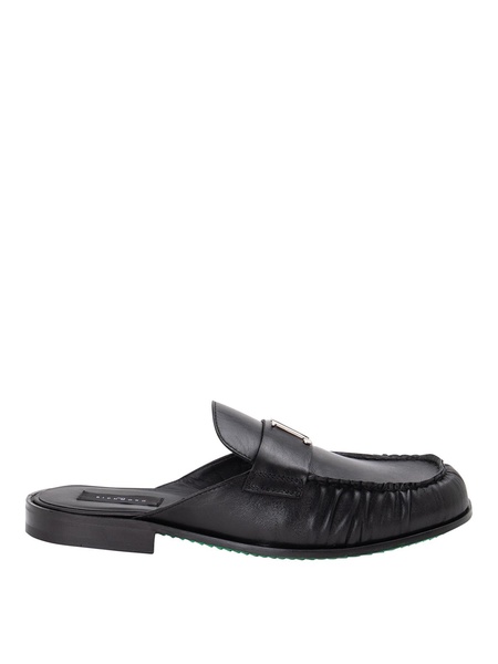 Black leather loafer