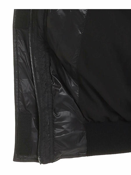 Down jacket with logo prints in black