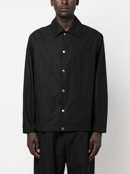 Overshirt With Logo Print Jackets Black