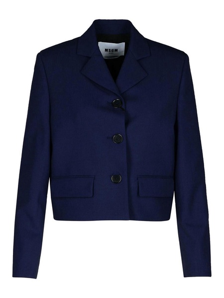 Navy Virgin Wool Crop Blazer