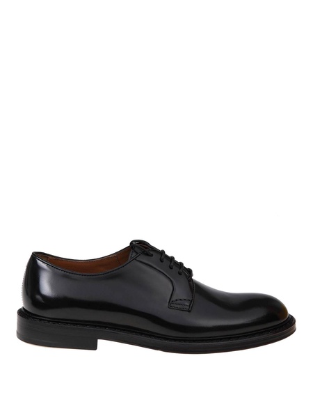 Doucals Black Leather Derby Shoe