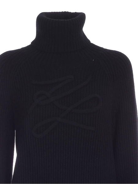 KL Soutache turtleneck in black