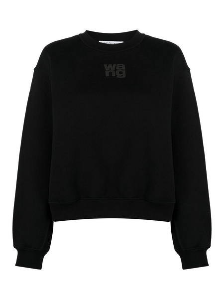 Black Cotton Logo Print Sweater