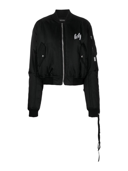 Embroidered-motif bomber jacket