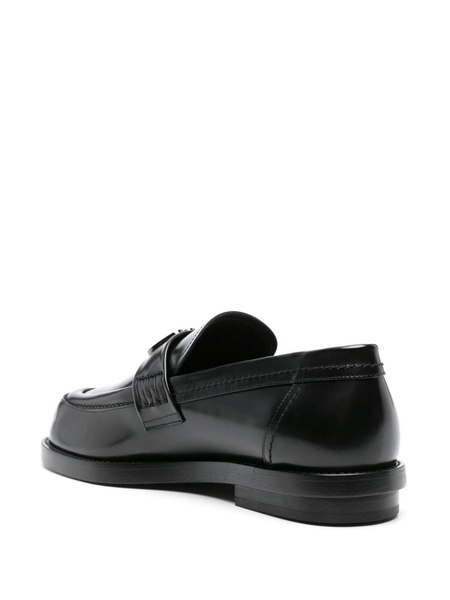 ALEXANDER MCQUEEN Black Leather Loafers with Stitched-Fold Detailing for Men