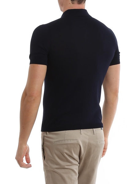 Ribbed edges blue cotton polo