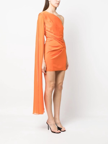 Asymmetric silk crepe mini dress