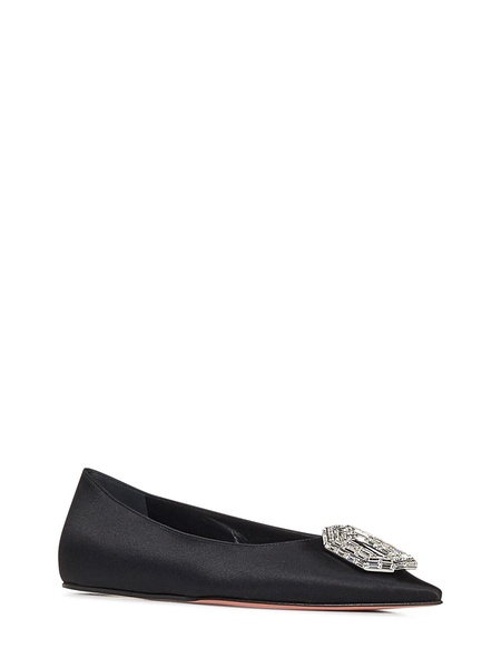 Camelia Flat Black Silk Satin Ballet Flats