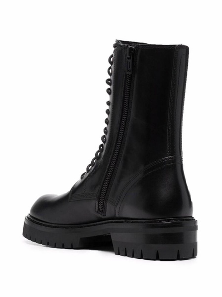 Black laceup combat boots