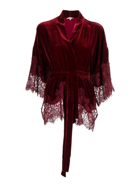 Velvet lace-trim robe