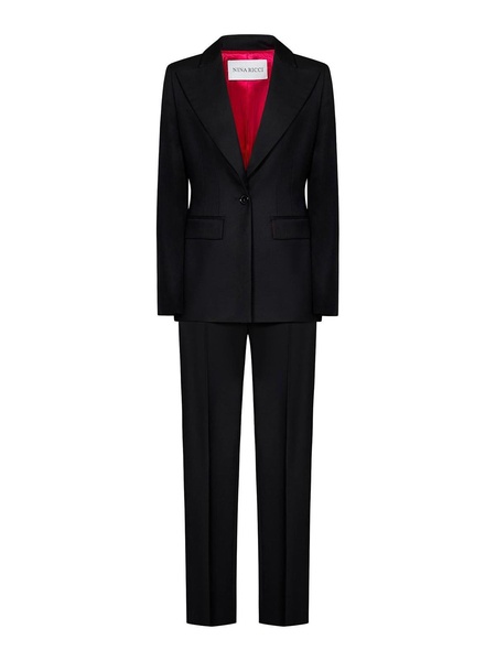 Black Wool Gabardine Suit