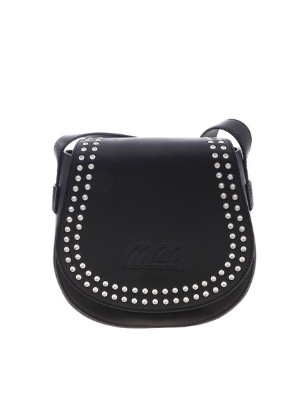 Black studded leather bag