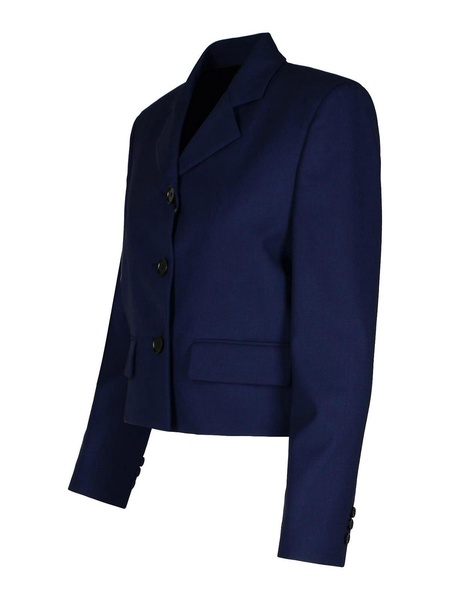 Navy Virgin Wool Crop Blazer