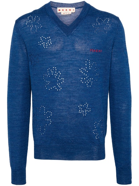 logo-embroidered virgin wool jumper