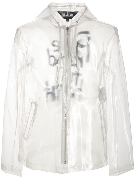 slogan-print transparent jacket 