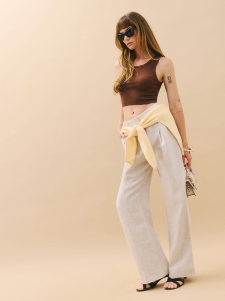 Alex Mid Rise Cropped Linen Pant