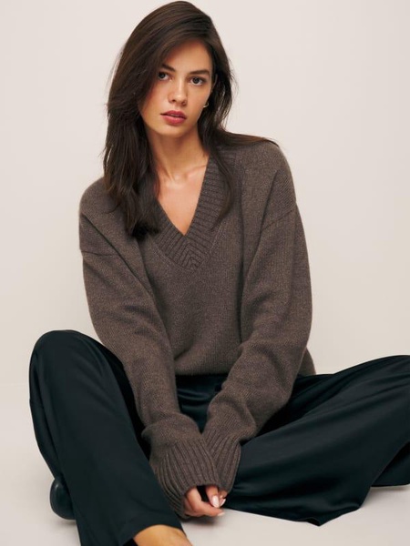 Jadey Cashmere Oversized V-neck Sweater