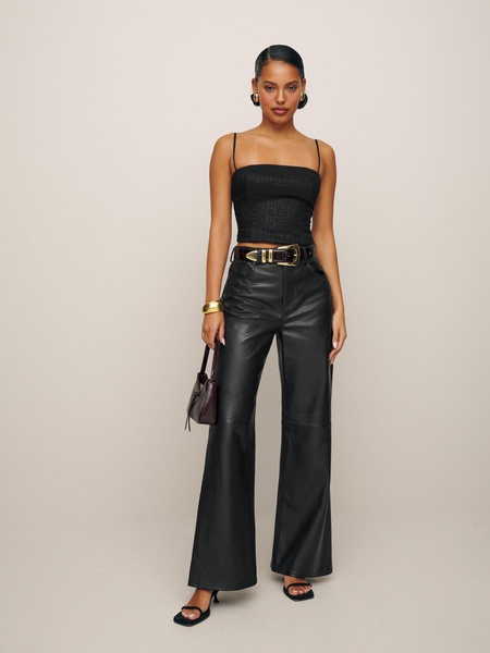 Petites Veda Kennedy Wide Leg Leather Pant