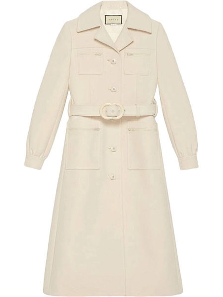 White Wool Belted Coat