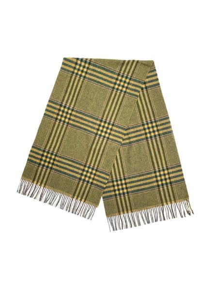 Yellow Green Tartan Wool Scarf