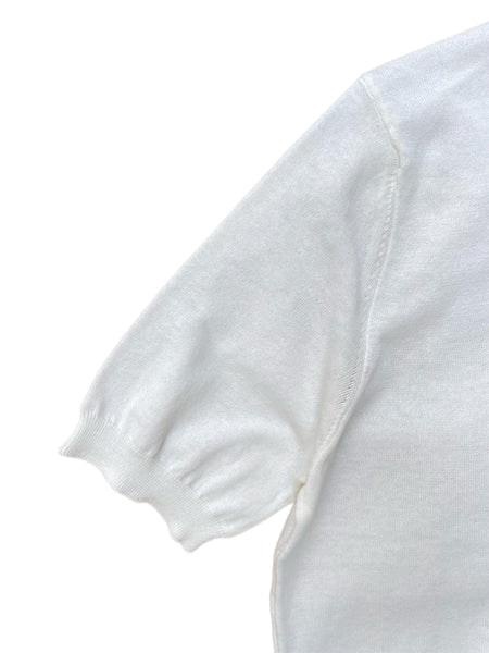 Extra Fine Crepe Cotton Knitted Polo In White