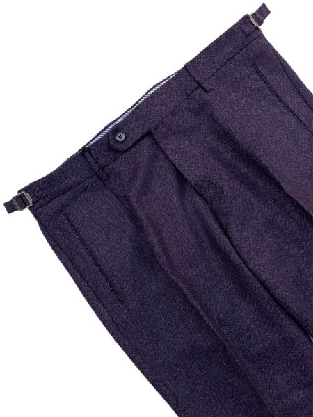 Wool Pleated Chino Pants In Purple