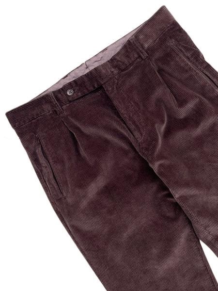 Corduroy Pleated Chino Pants In Brown